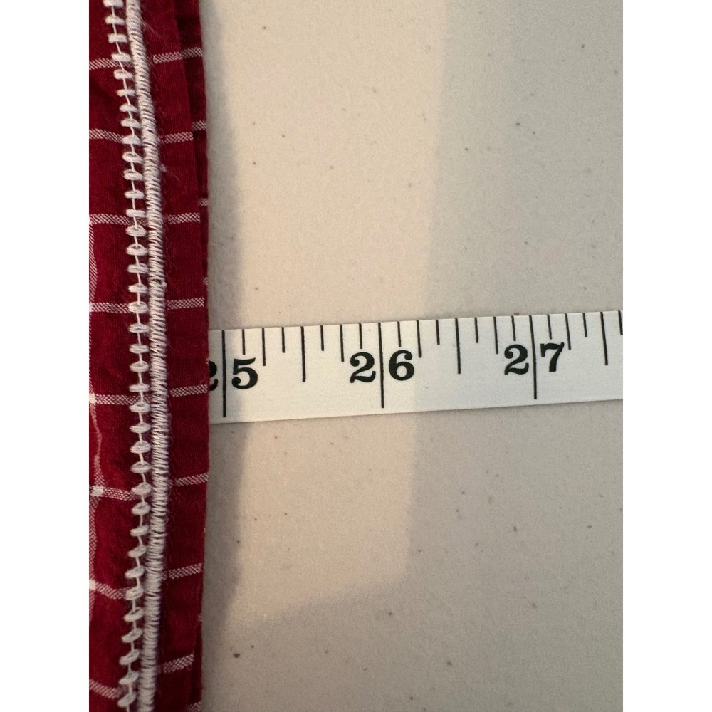 Crown & Ivy Red Plaid Embroidered Long Sleeve Blouse Top Large Boho Cottagecore - Picture 7 of 8
